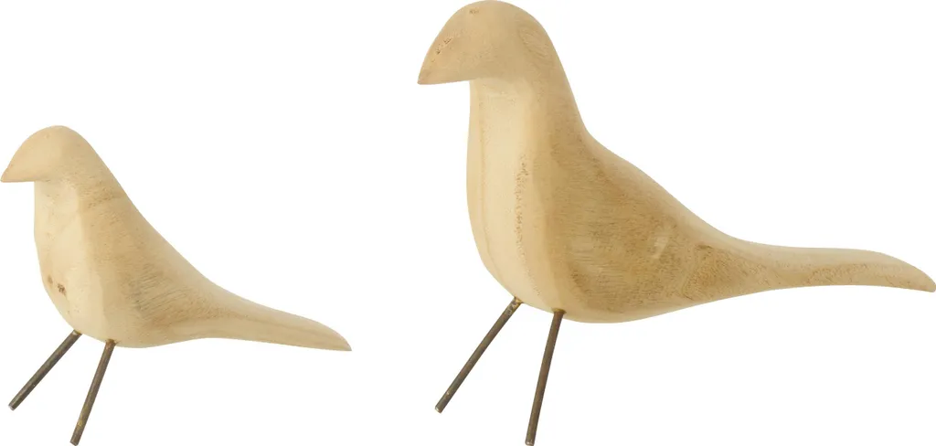 Déco Oiseaux en Bois J-Line : Égayez votre Intérieur Minimaliste en Duo