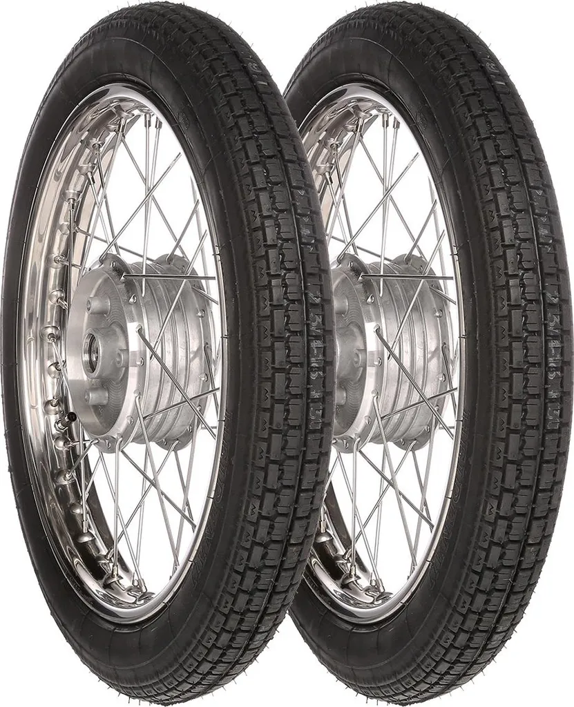 Roues complètes inox 1,6 x 16 avec pneus Heidenau K30 pour restauration