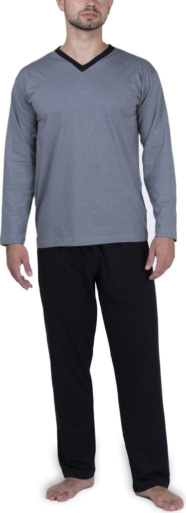 Moonline - Herren Schlafanzug lang aus 100% Baumwolle mit Produktbild 