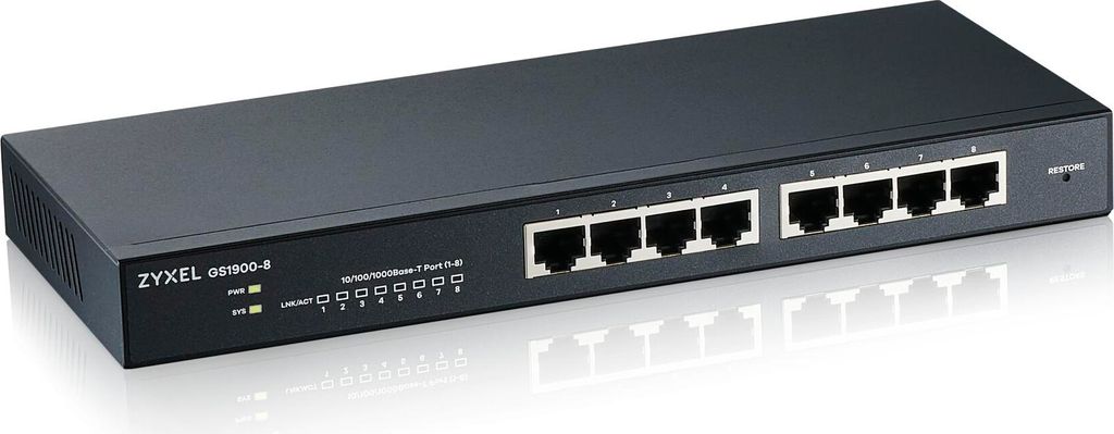 Zyxel Switch  8x GbE GS1900-8  smart switch,desktop,fanless Image du produit 