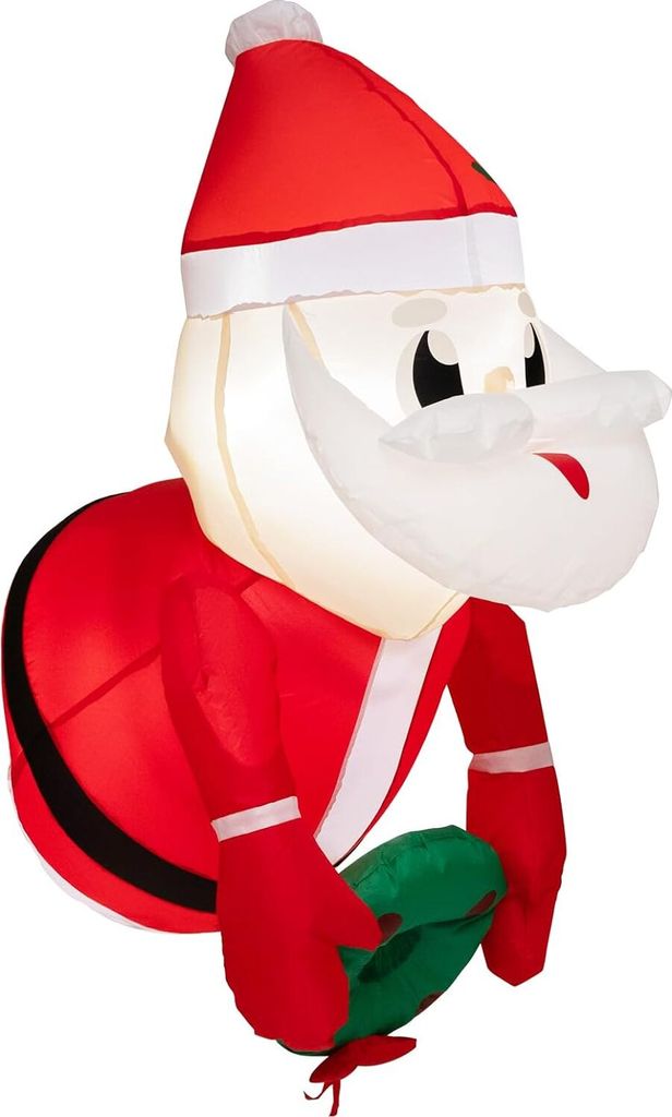 KOMFOTTEU aufblasbarer Weihnachtsmann fensterdekoration, 100 cm Weihnachtsdeko außen mit 2 LEDs & 3 Saugnäpfe, Halloween deko Outdoor aufblasbar ...