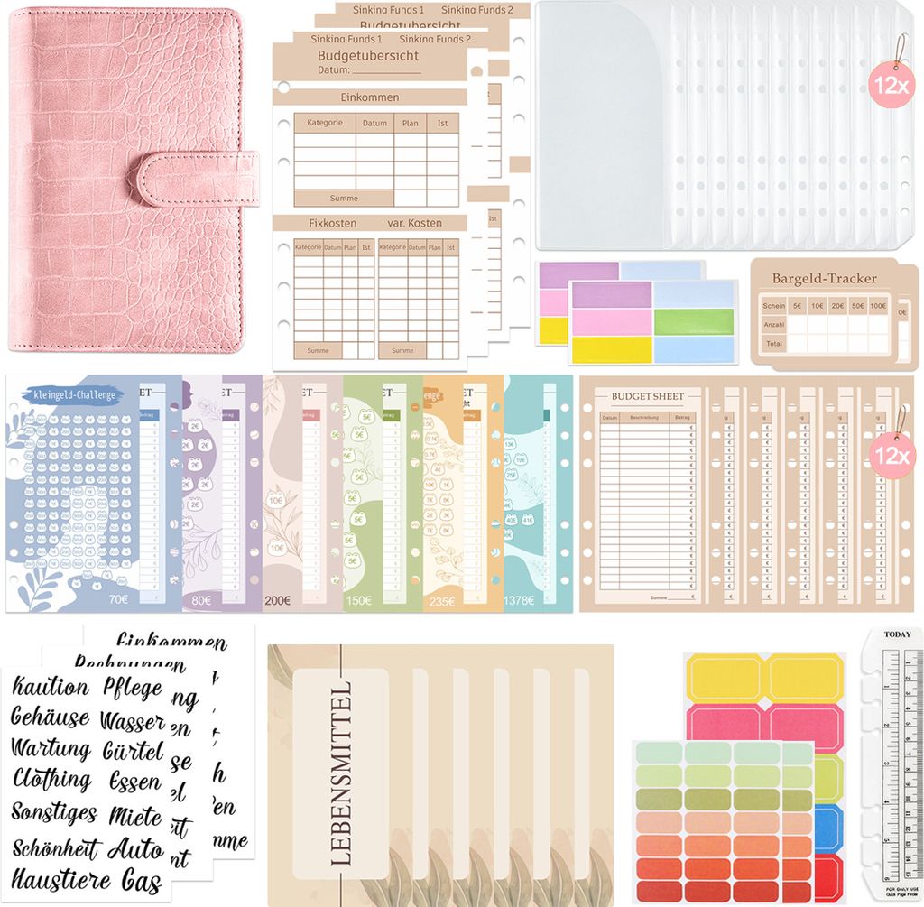 Budgetplaner Deutsch - Budgetplaner Deutsch Startset - Finanzplaner Haushaltsbuch - Geldorganisator Sparbuch - Kassenbuchfüllung - Haushaltsordner...