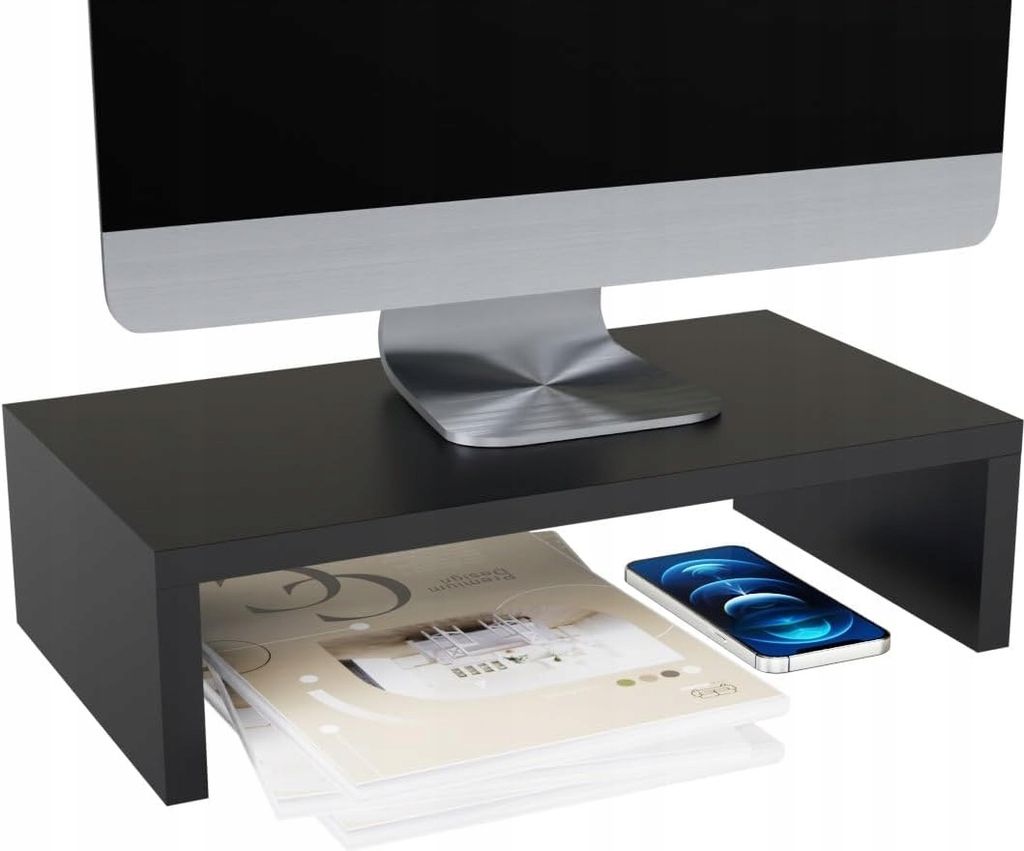Stojan na monitor - výška 11 cm - čierny - ergonomický - Obrázok produktu 