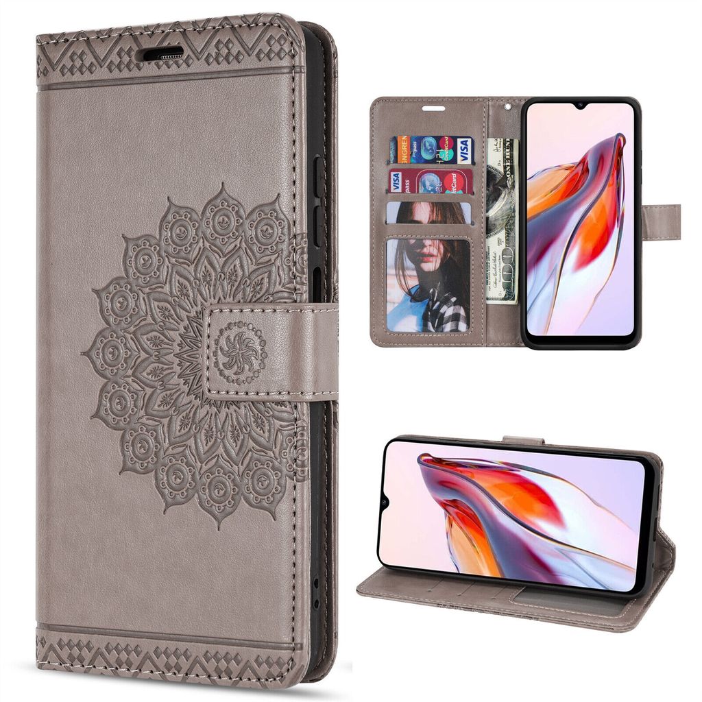 Hülle für Xiaomi Redmi 12C Handyhülle Handy Tasche Klapphülle Wallet Case Etui Grau