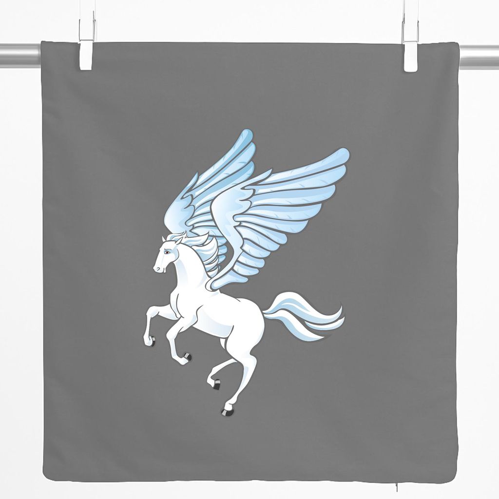 Huuraa Kissenbezug Pegasus Fabelwesen 40x40cm Steel Grey Baumwolle Dekokissenbezug Geschenkidee