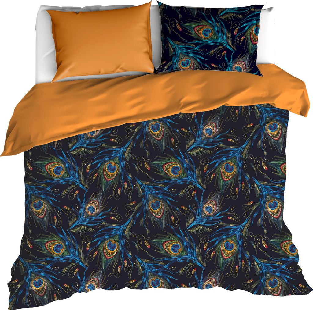 De Witte Lietaer Bettbezug, Peafowl Thai Curry – 240 x 220 cm + 60 x 70 cm – Baumwollsatin