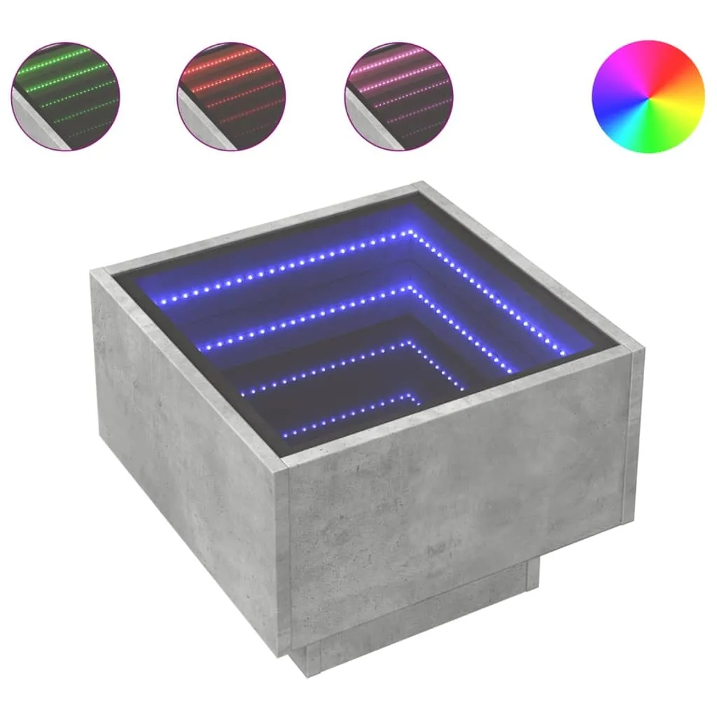 Tavolino Industrial LED Grigio Cemento 40x40x30 | Mobile Urban Style