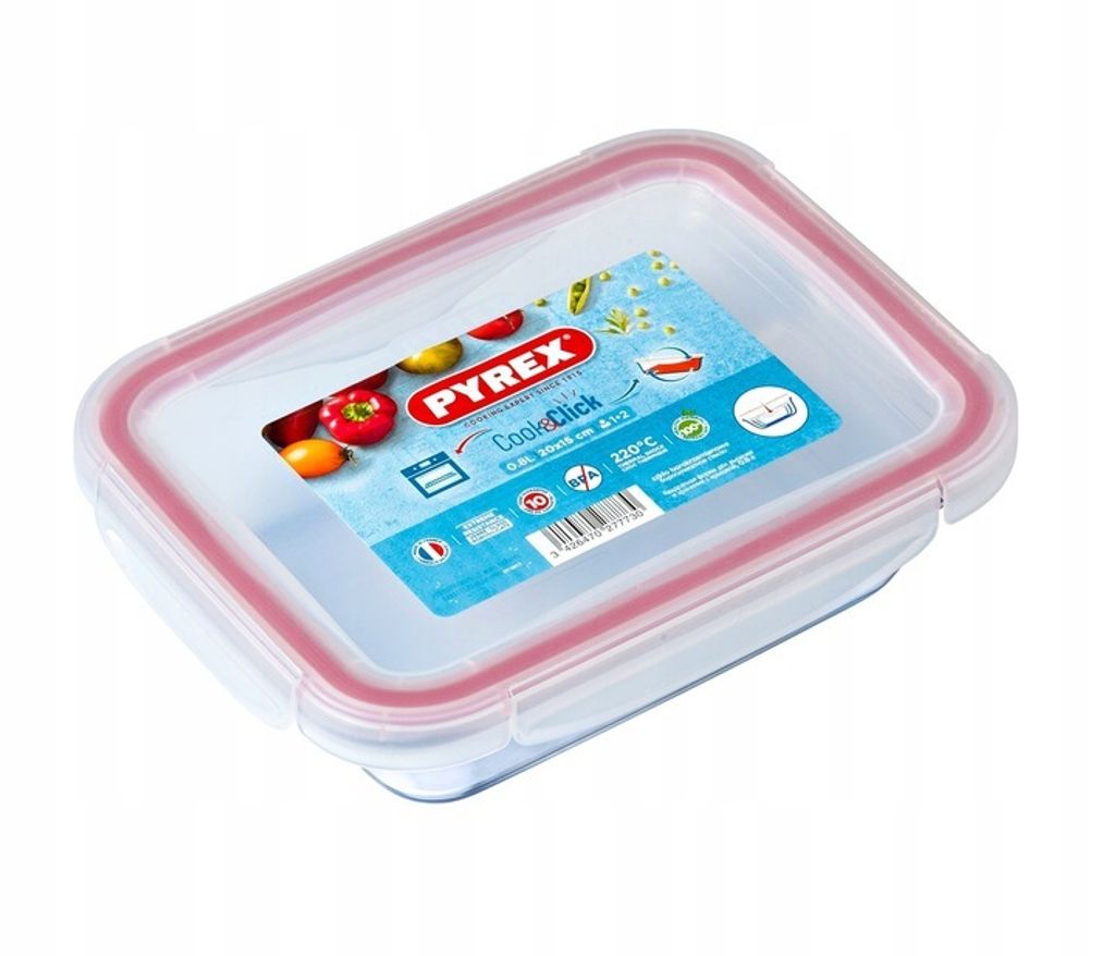 Pyrex COOK&CLICK 0,8 L Hitzebeständiger, luftdichter Glasbehälter mit Dichtung