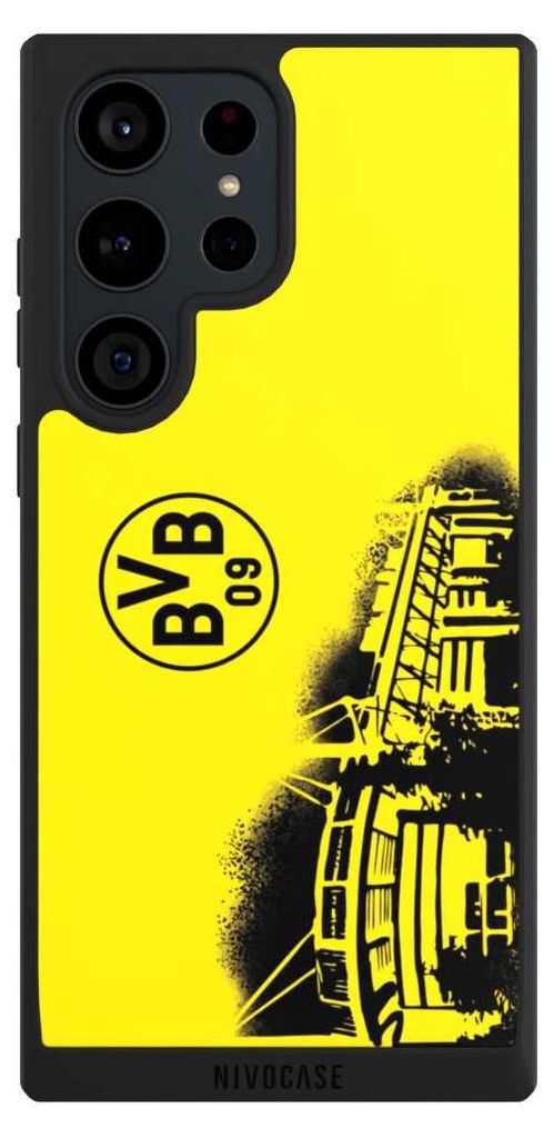 NIVOCASE Handyhülle für Samsung Galaxy S23 Ultra Hülle NIVOpure Case Schwarz BVB Borussia Dortmund Stadion