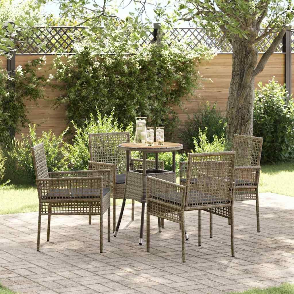 Maison Exclusive - Garten Essgruppe 5 pcs Grau Poly-Rattan