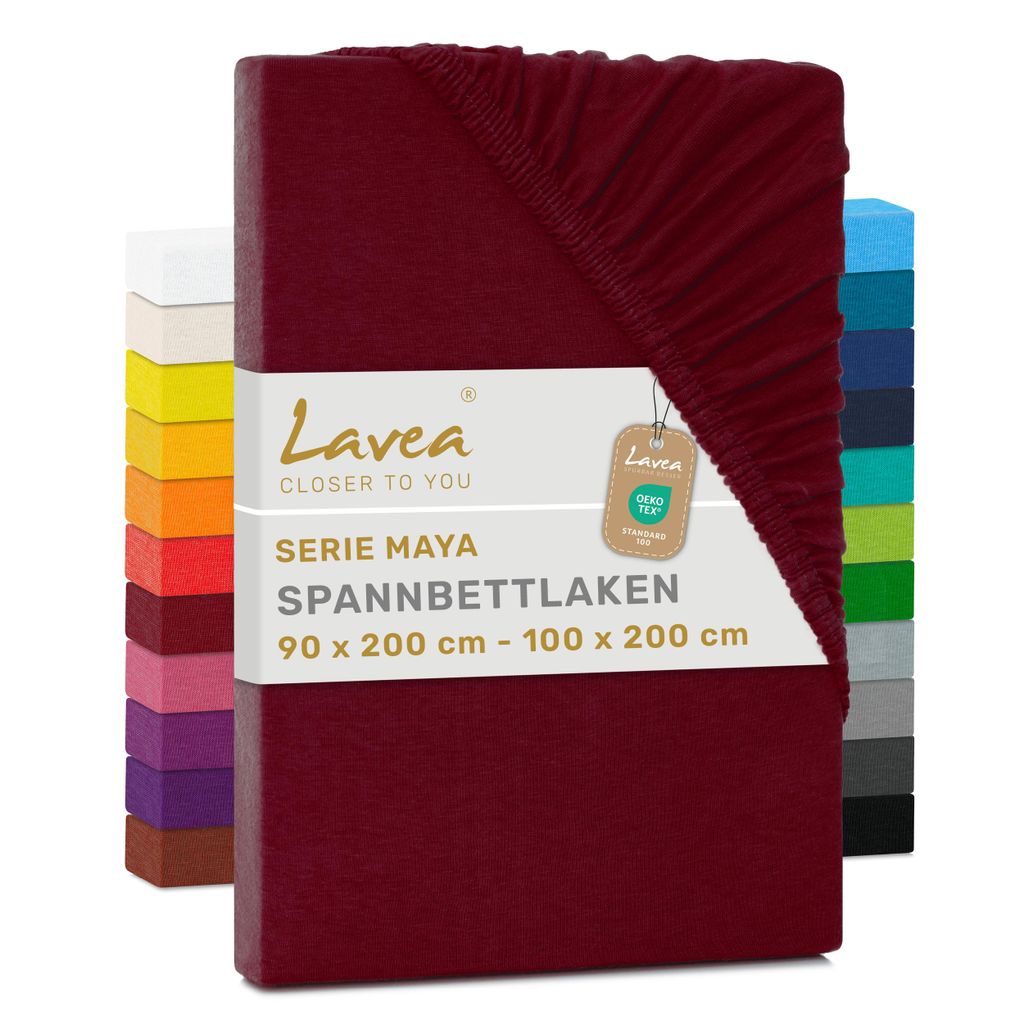 Lavea® Spannbettlaken 90x200cm - 100x200cm Maya Jersey, Produktbild 