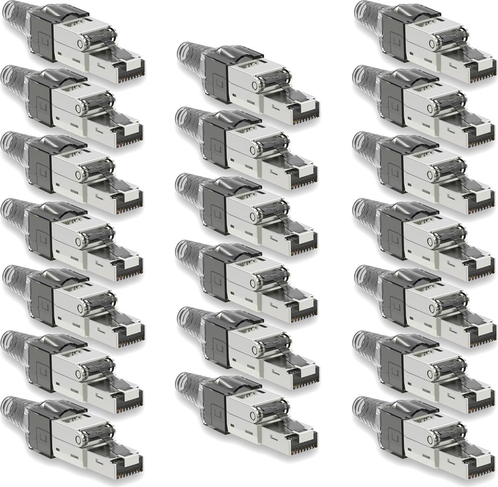 Netzwerkstecker Cat7 CAT 7 RJ45 Stecker 20x Steckverbinder werkzeuglos geschirmt