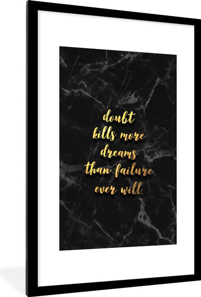 MuchoWow Gerahmtes Poster Zitate - Träume - Gold - Marmor 60x90 cm - Poster mit Schwarzem Bilderrahmen Wandposter Rahmen Foto Bilder - Dekoratio...