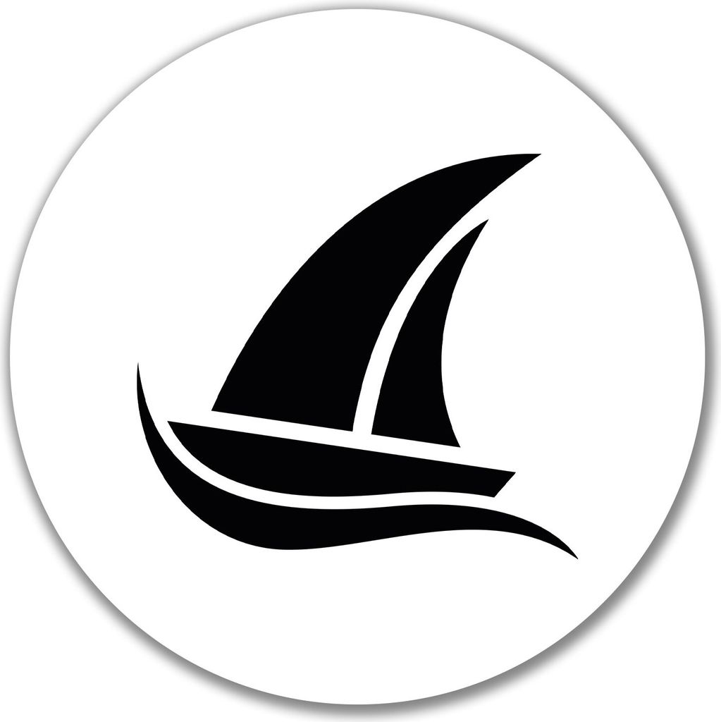 Huuraa Aufkleber Segeln Segelboot 10cm rund Sticker Geschenkidee