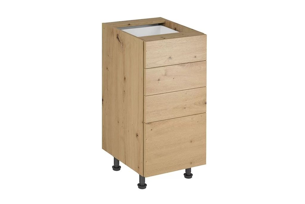 Küchenunterschrank 40 cm ohne Arbeitsplatte mit Schubladen küchenmöbel, Langen D40S4 Artisan Eiche