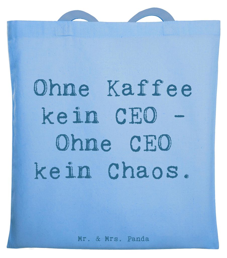 Mr. & Mrs. Panda Shopping Tasche Spruch CEO ohne Chaos - Sky Blue - Geschenk, personalisierte Geschenke, Tragetasche, Unternehmensführung, Laptopt...