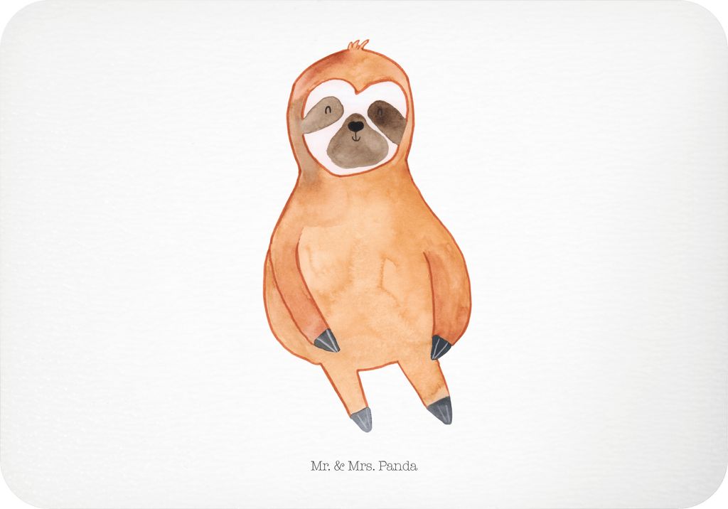 Mr. & Mrs. Panda Kühlschrankmagnet Faultier Zufrieden - Weiß - Geschenk, holzmagnet, Happy, Notizhalter, Glück, faul, Pause, magnet, whiteboardm...