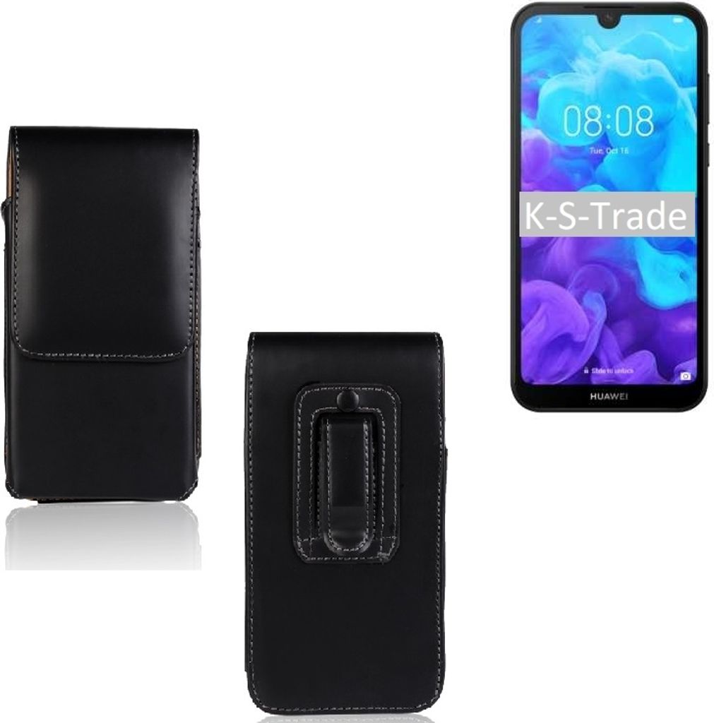 K-S-Trade Gürteltasche für Huawei Y5 (2019) Schutz Hülle Handy Hülle mit Magnetverschluss Holster in schwarz