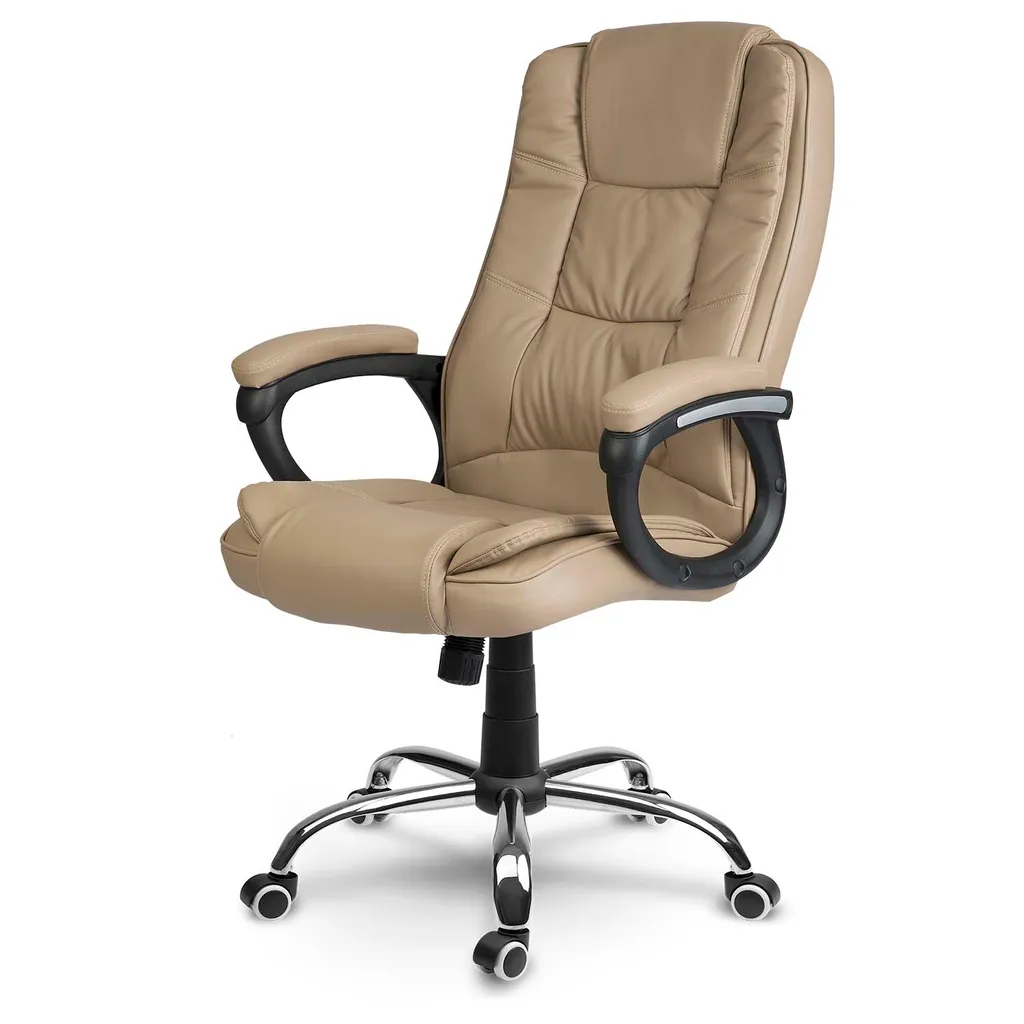 Fauteuil Porto Beige Pivotant - Chaise Bureau Design Confortable avec Mousse - 4
