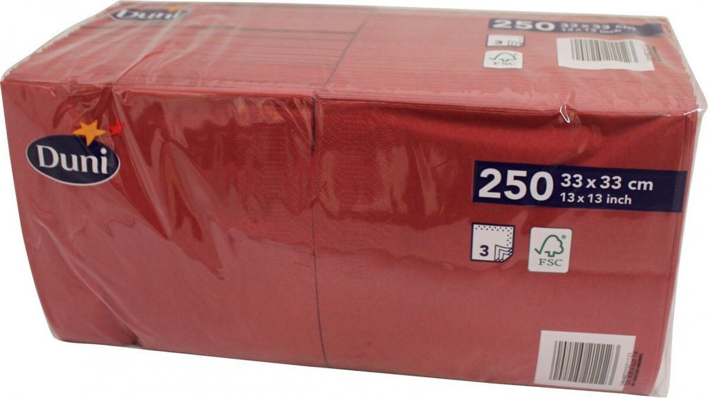 Duni Servietten bordeaux 33x33 cm 3lagig 250 Stück