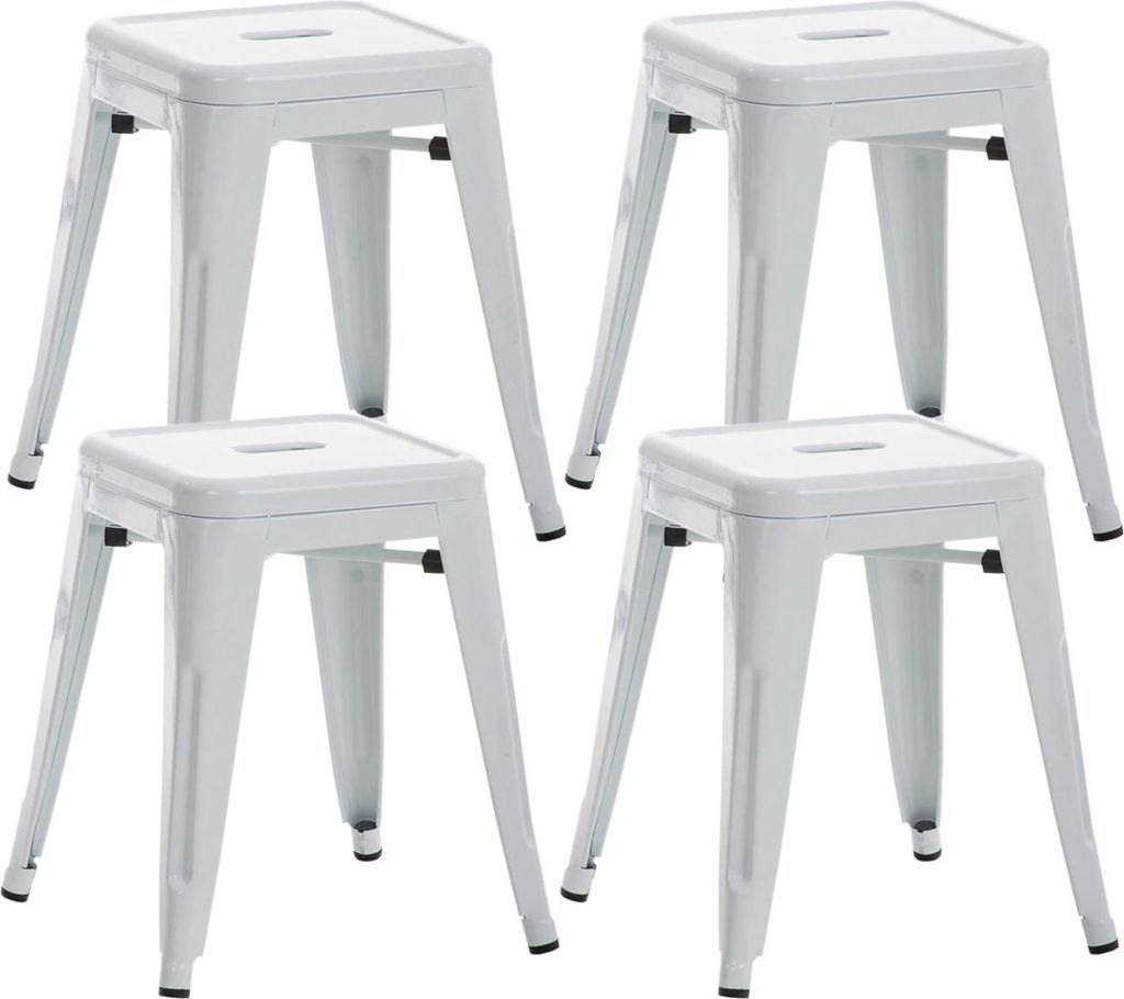 4er Set Hocker HLO-CP82 weiß