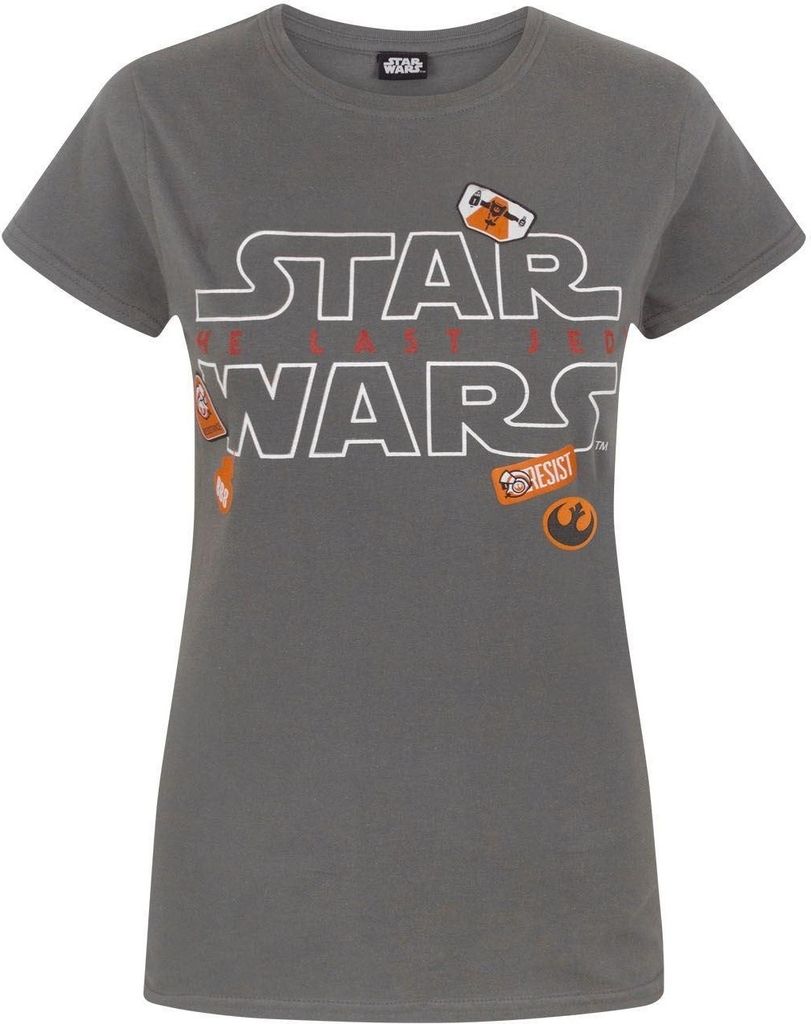 Star Wars Damen The Last Jedi T-Shirt mit Abzeichen-Design NS4746 (S) (Anthrazit)