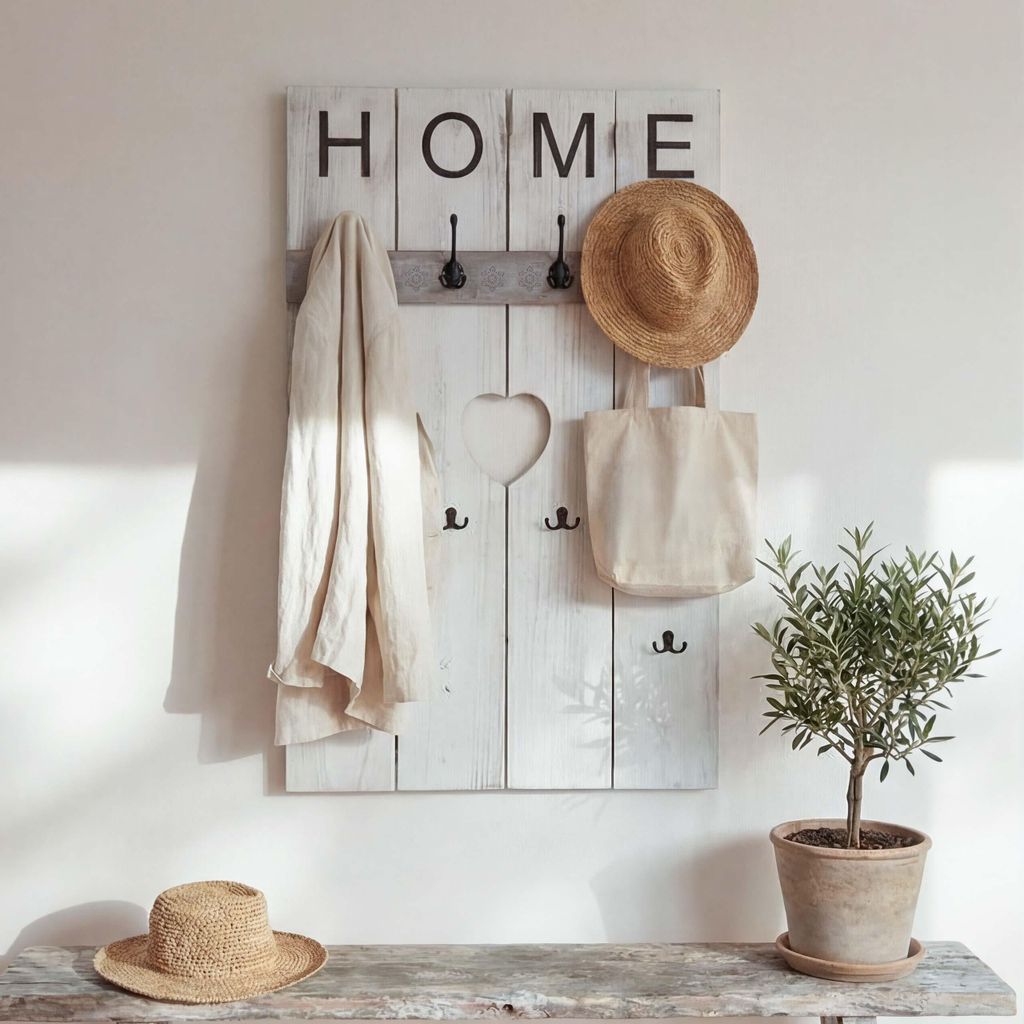 Wandgarderobe MCW-C89 Home, Garderobenpaneel Garderobe, Shabby-Look Vintage, 8 Haken 91x60cm weiß, shabby