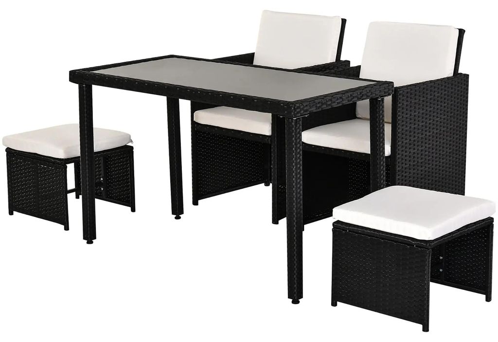 Polyrattan Sitzgruppe 11-teilig mit Kissen, wetterfest & elegant, Schwarz