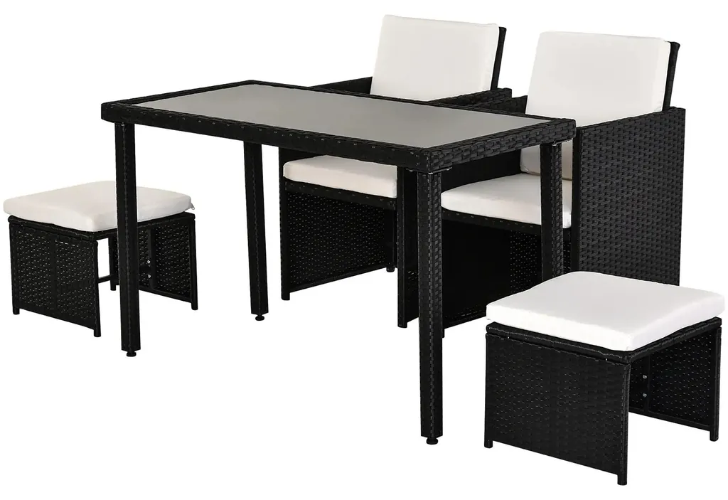 Outsunny Ensemble repas jardin 11 pièces en résine tressée noire et verre