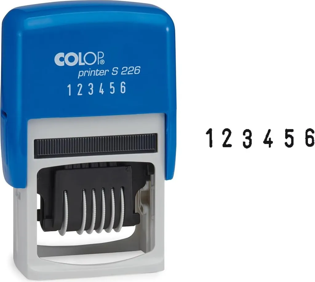 COLOP Printer S226 Tampon Numérique 6 Chiffres Bleu pour Bureau