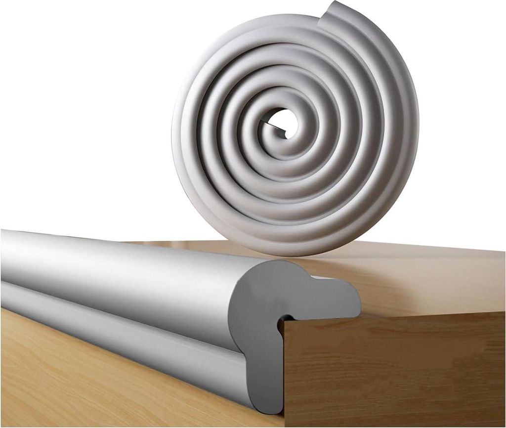 Ecken- & Kantenschutz,Kindersicherer Möbelkantenschutz – 2m Schaumstoffleiste | Selbstklebend, Stoßfest (grau)