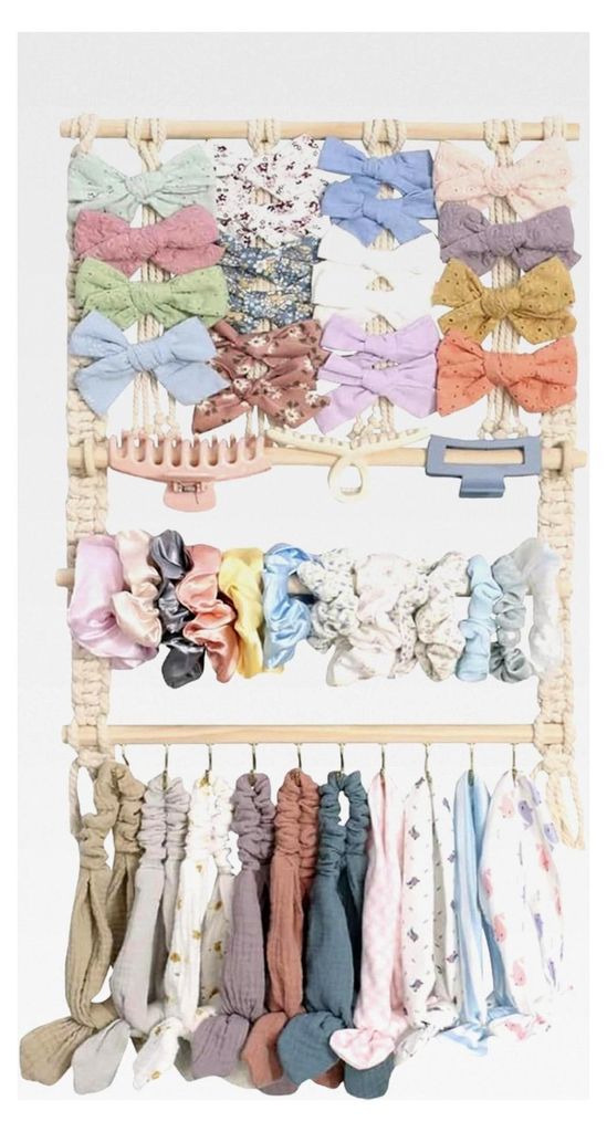 Halter für Haarschmuck, Aufhängbarer Halter aus Buchenholz, Platzsparende Wandhalterung für Kinderzimmer und Haushaltsräume
