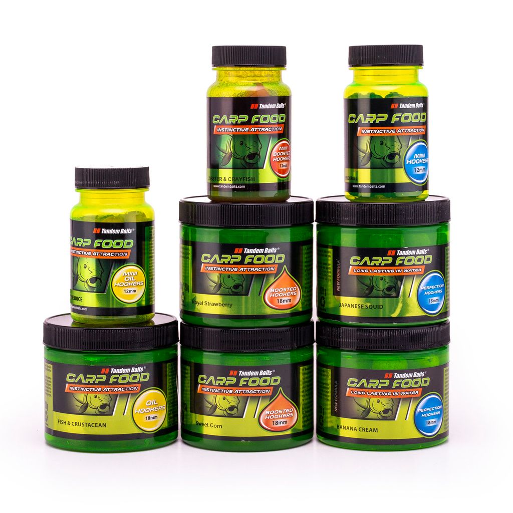 Tandem Baits 8er-Set Carp Hook Baits Box XL Köder-Set, Mini Oil Hookers 12 mm, Oil Hookers 18 mm, Mini Boosted Hookers & Mini Hookers 12 mm, Boost...