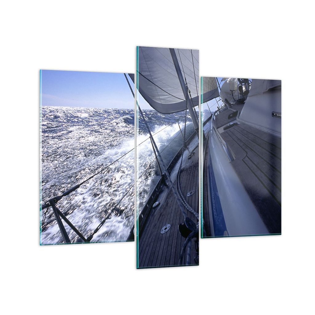 Bilder auf glas - Boot Ozean Reise Yacht - 95x80cm - Glasbilder - Wandbilder - Kunstdruck - zum Aufhängen bereit - Wanddekoration aus Glas - Glas ...