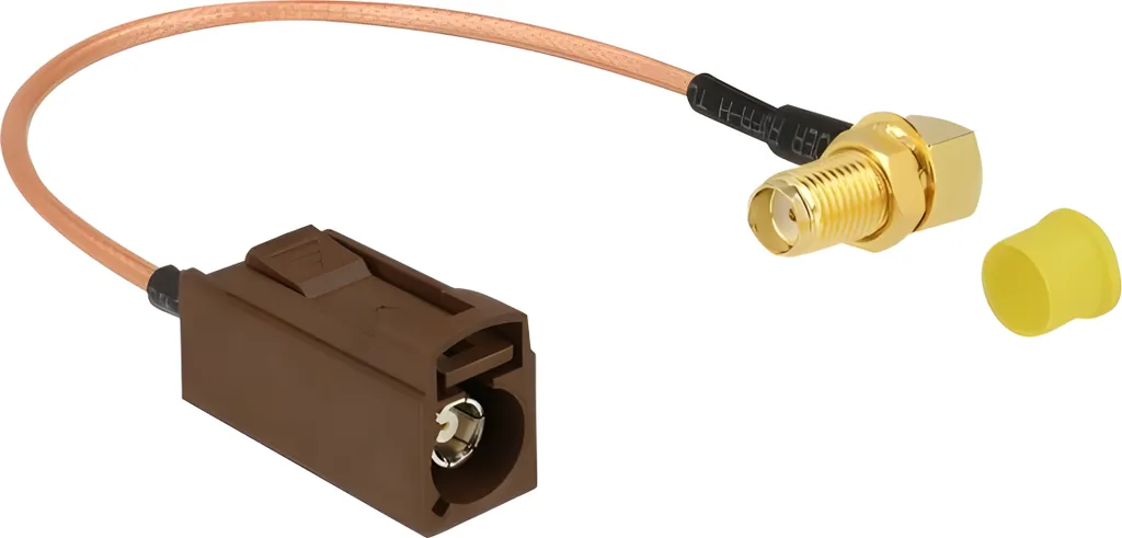 DELOCK Antennenkabel FAKRA F-Bu > SMA 90°-Bu RG-316 0.2m