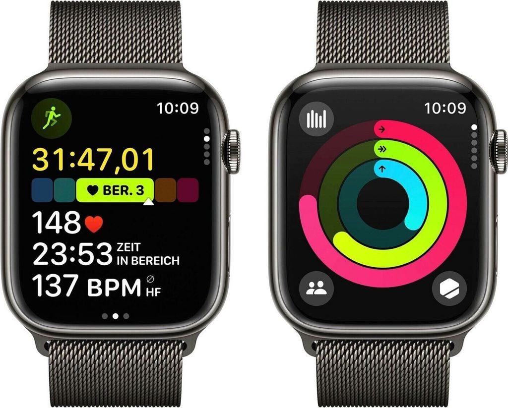 Apple Watch Series 9 (GPS, 45 mm) Smartwatch mit Aluminiumgehäuse und  Sportarmband M/L in Mitternacht. Fitnesstracker, Blutsauerstoff und EKG  Apps, 