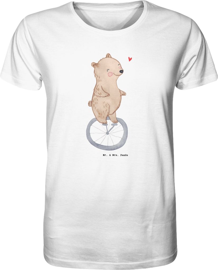 Mr. & Mrs. Panda T-Shirt Bär Einrad fahren Größe M - Weiß - Geschenk, Herren, Shirt, Männer-T-Shirt, Herren-T-Shirt