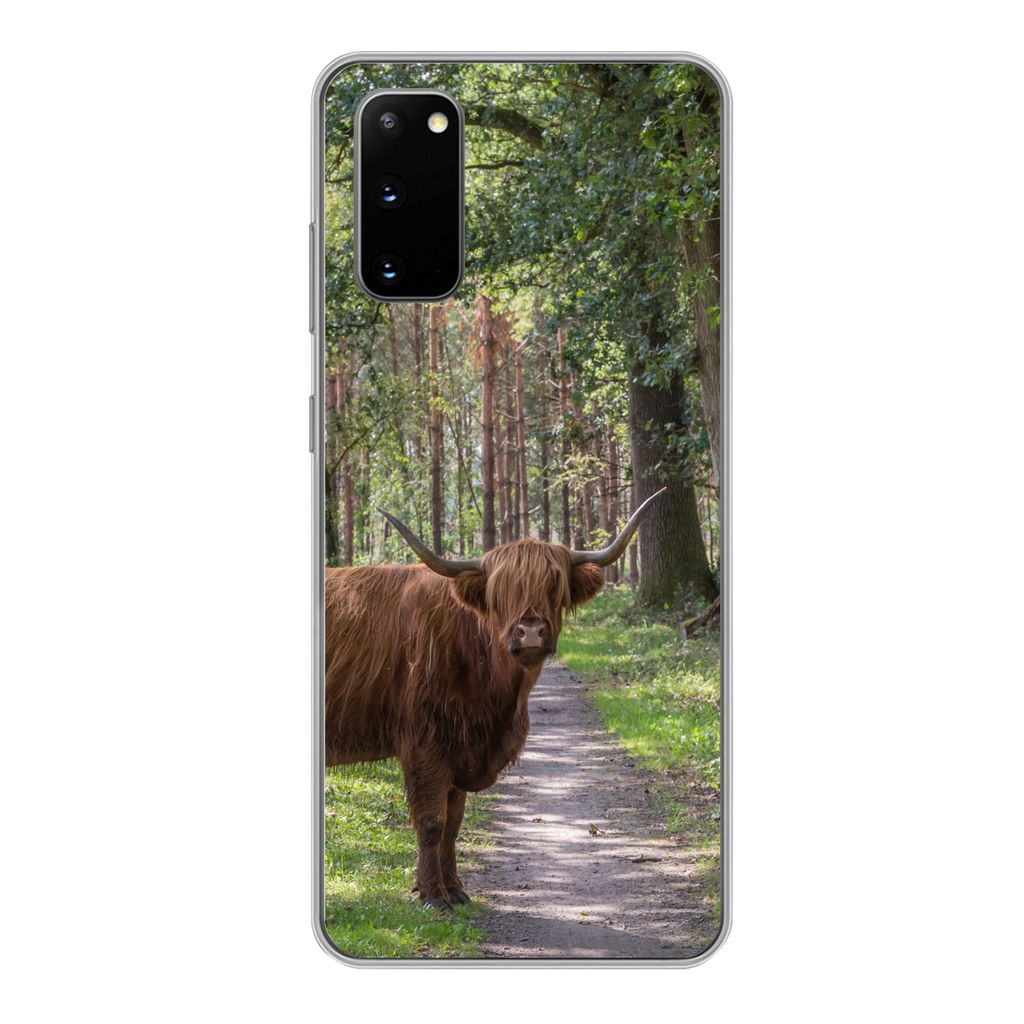 MuchoWow Handyhülle Schutzhülle Hülle für Samsung Galaxy S20 Schottischer Highlander - Kröte - Baum Silikon Softcase Handy Hülle - Bild