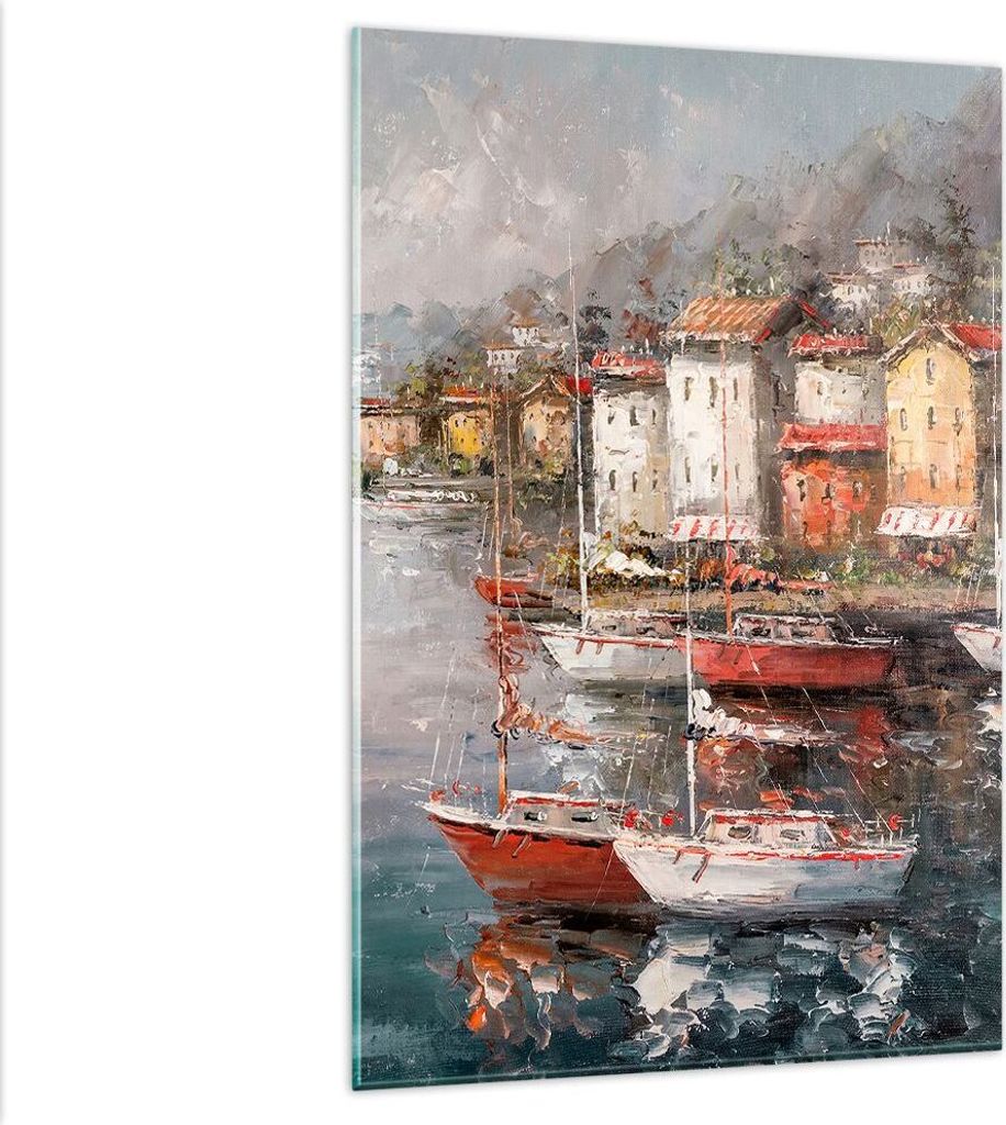 Bilder auf glas - Einteilig - Meer Hafen Segel - 80x120cm - Glasbilder - Wandbilder - Bilder - zum Aufhängen bereit - Wanddekoration aus Glas - Gl...