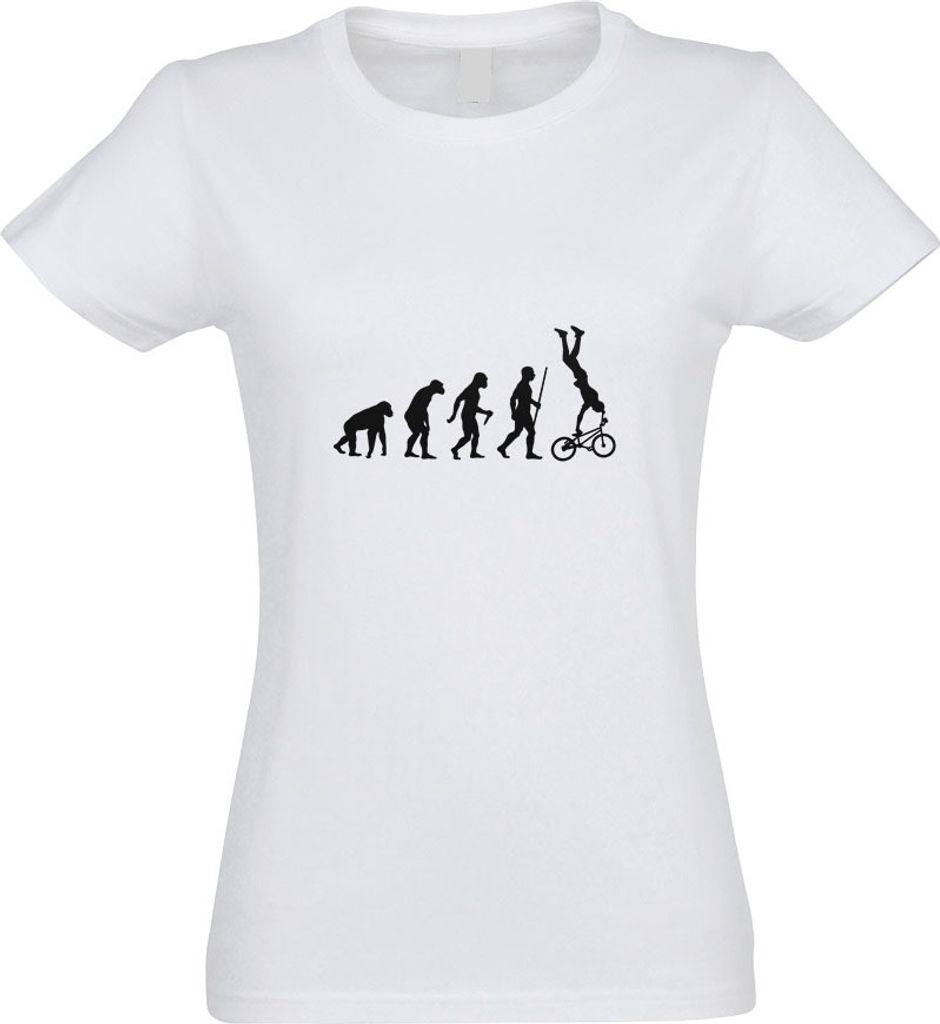 Kiwistar - T-Shirt tailliert - Damen - Weiss - BMX Freestyle Evolution - mit Motiv Bedruckt - Funshirt Design - Sport - Freizeit - Damen - M