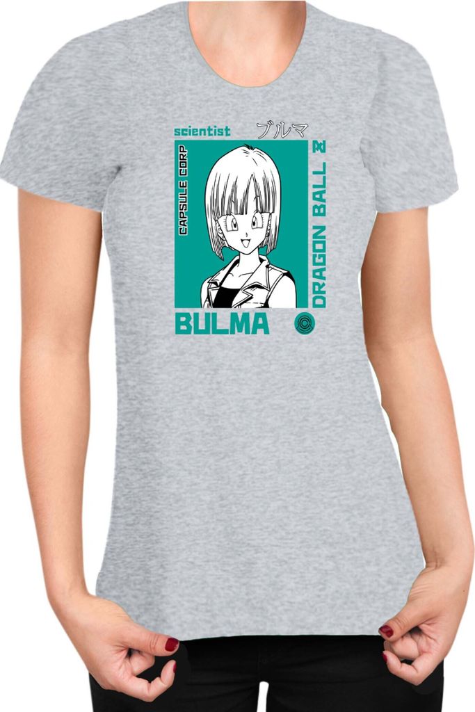 Damen T-Shirt Dragon Anime Manga Ball Z Bulma 01, Lady M / Grau