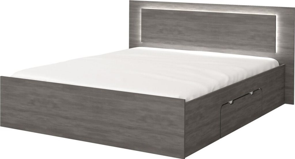 Bettgestell FABIO 160x200cm mit LED Norwegische Schwarzkiefer OHNE MATRATZE