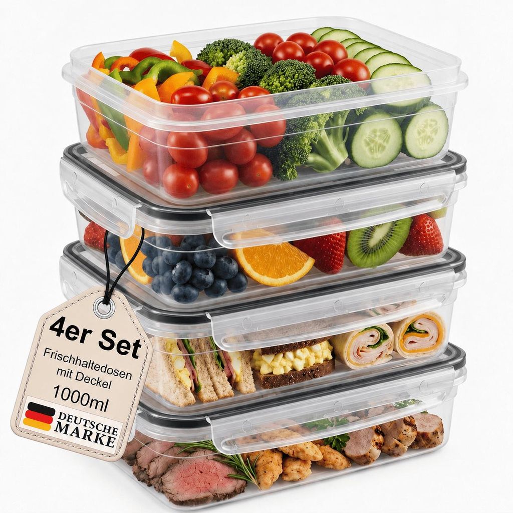 Frischhaltedosen 4er Set Aufbewahrungsbox Vorratsdose Produktbild 