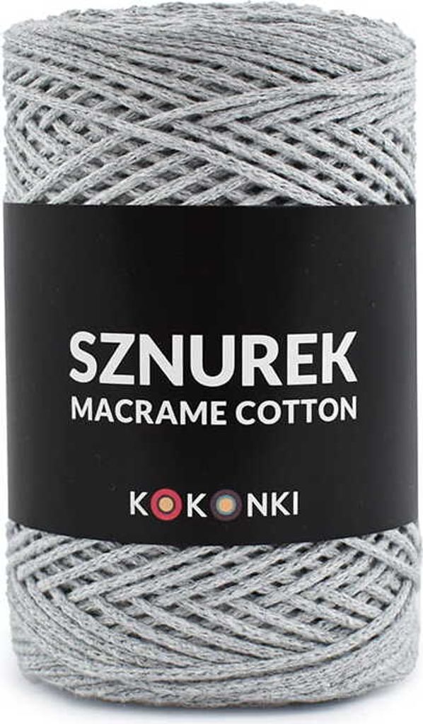 Kokonki Makramee Baumwollgarn 2mm Grau - 200m Rolle Produktbild 