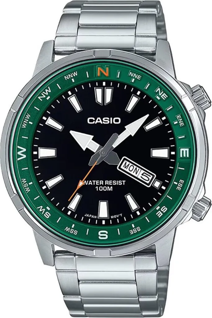 Casio MTD-130D-1A3: Orologio Uomo Acciaio Sportivo con Bussola Girevole