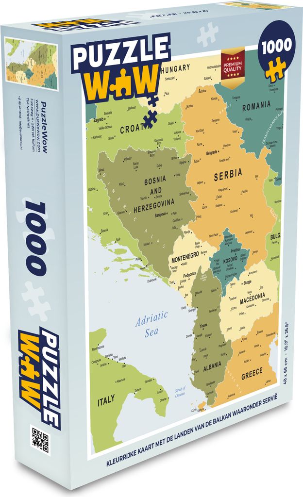 MuchoWow Puzzle 1000 Teile Bunte Karte der Balkanländer einschließlich Serbien - Spielzeug - Alt und Jung - Spiele - Puzzeln