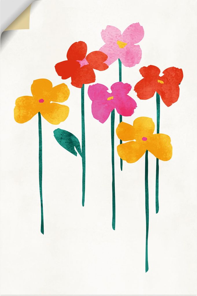 ARTland Wandbild, selbstklebend Kleine glückliche Blumen Größe: 60x90 cm