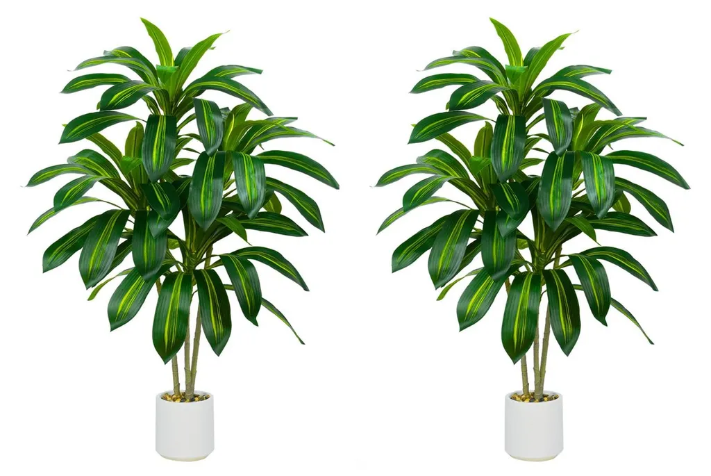 Dracaena Artificiel Réaliste 120 cm - Lot de 2 avec Feuillage Persistant
