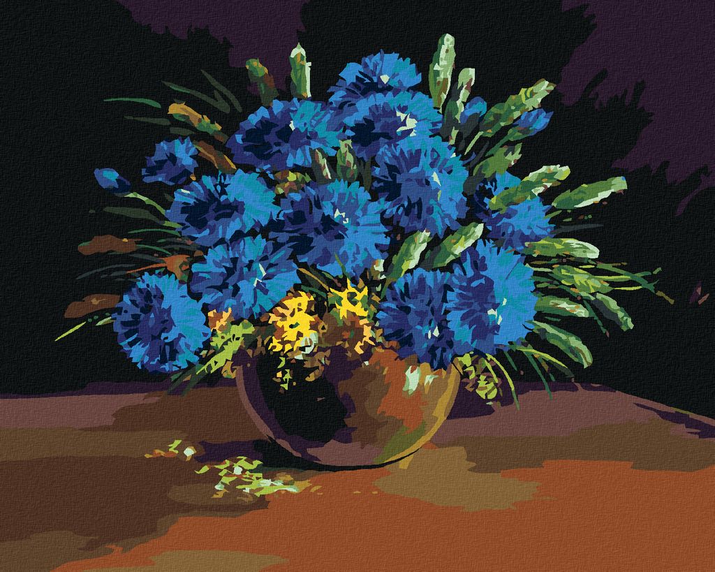 Zuty - Malen nach Zahlen - BLUMENSTRAUSS AUS BLAUEN BLUMEN, 40x50 cm, mit Keilrahmen (bereits gespannt)