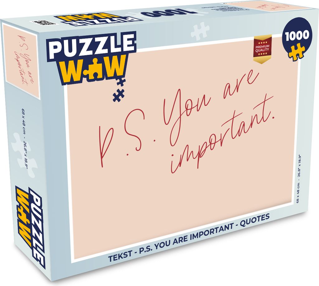 MuchoWow Puzzle 1000 Teile Text - P.S. Du bist wichtig - Zitate - Erwachsene - Rätsel